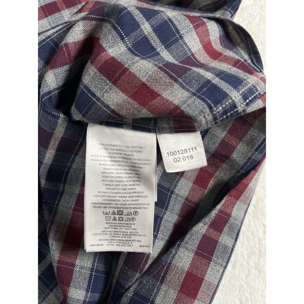 Brooks Brothers Multicolored Plaid Supima Cotton L/S Btn Dwn Shirt Men's Sz XXL - Picture 6 of 8